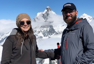 Photo of Abby and Christopher in front of the Matterhorn
